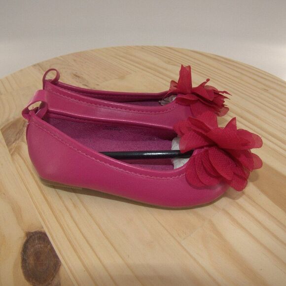 Solid Fuchsia Flats with Flower Toddler Size 5 - Picture 1 of 5